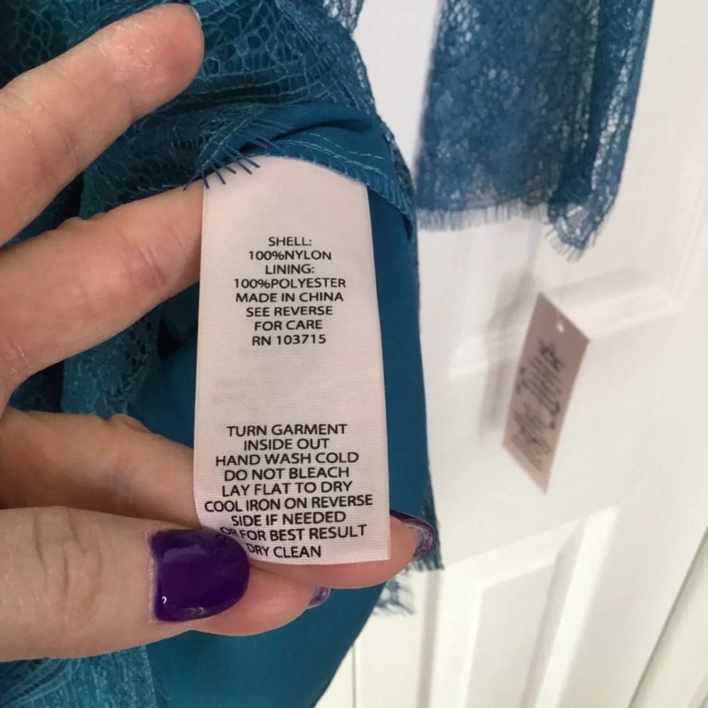 Nanette Nanette Lepore Poetic Love Dragonfly Teal Lace Overlay Dress 12 NWT